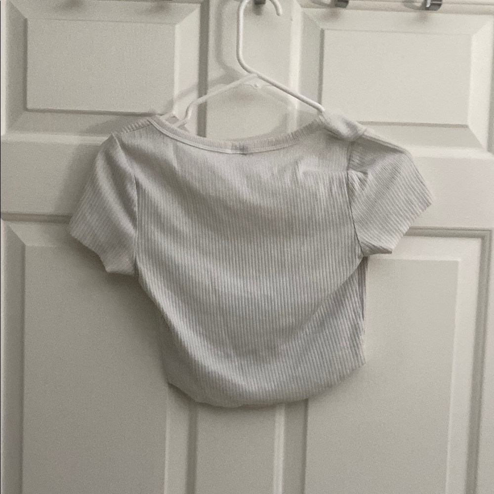 White Ribbed Crop Top - Picture 4 of 4